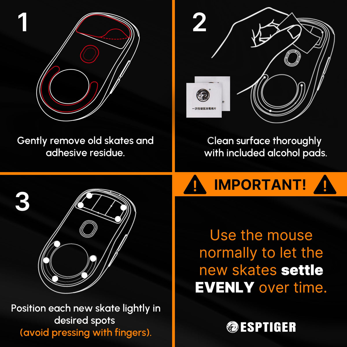 EspTiger YanZi Q Mouse Skates | UNIVERSAL | DIY Dots
