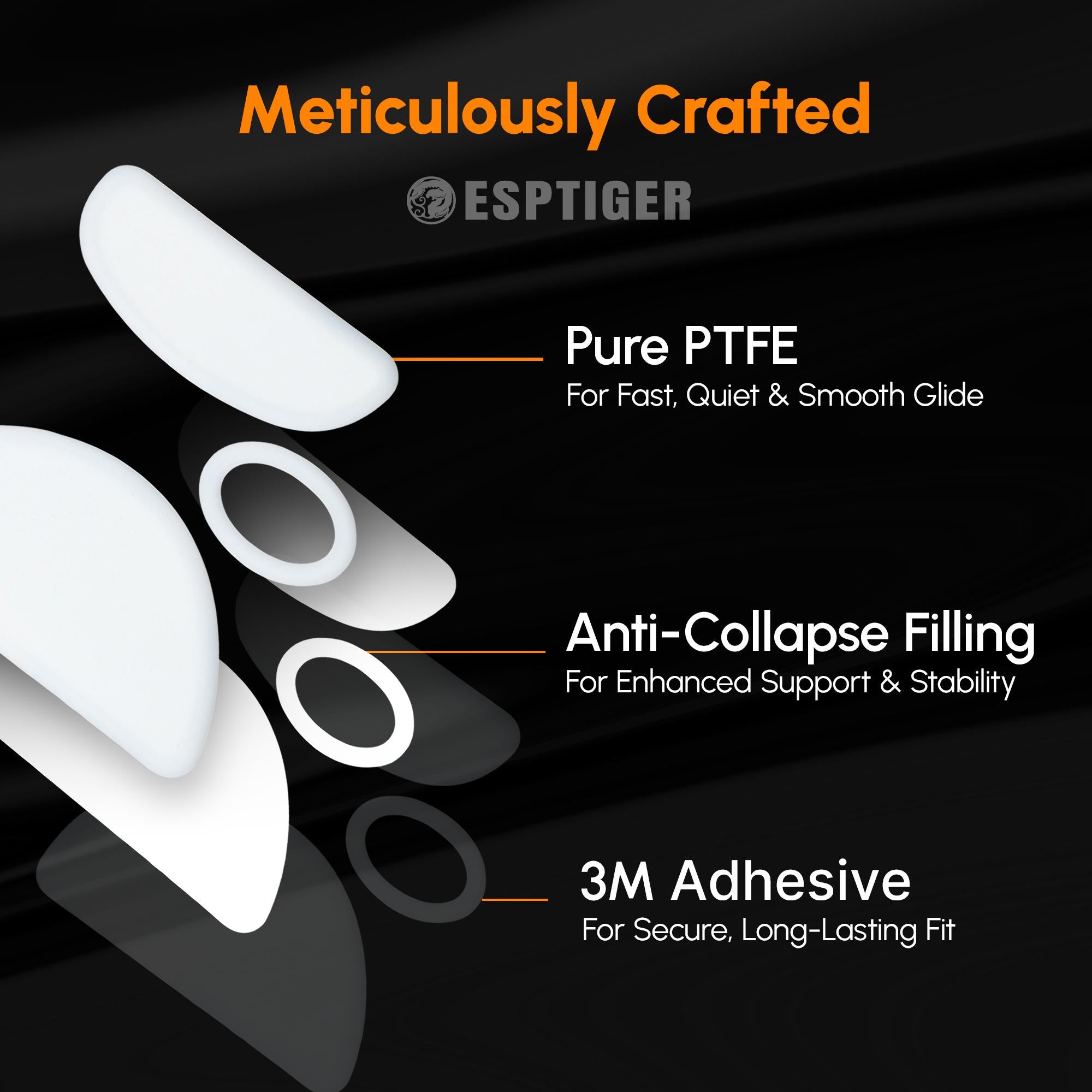 Esptiger Ice V2 Mouse Skates for ZOWIE EC-A Series (EC-1A, EC2A, DIVINA, EVO)