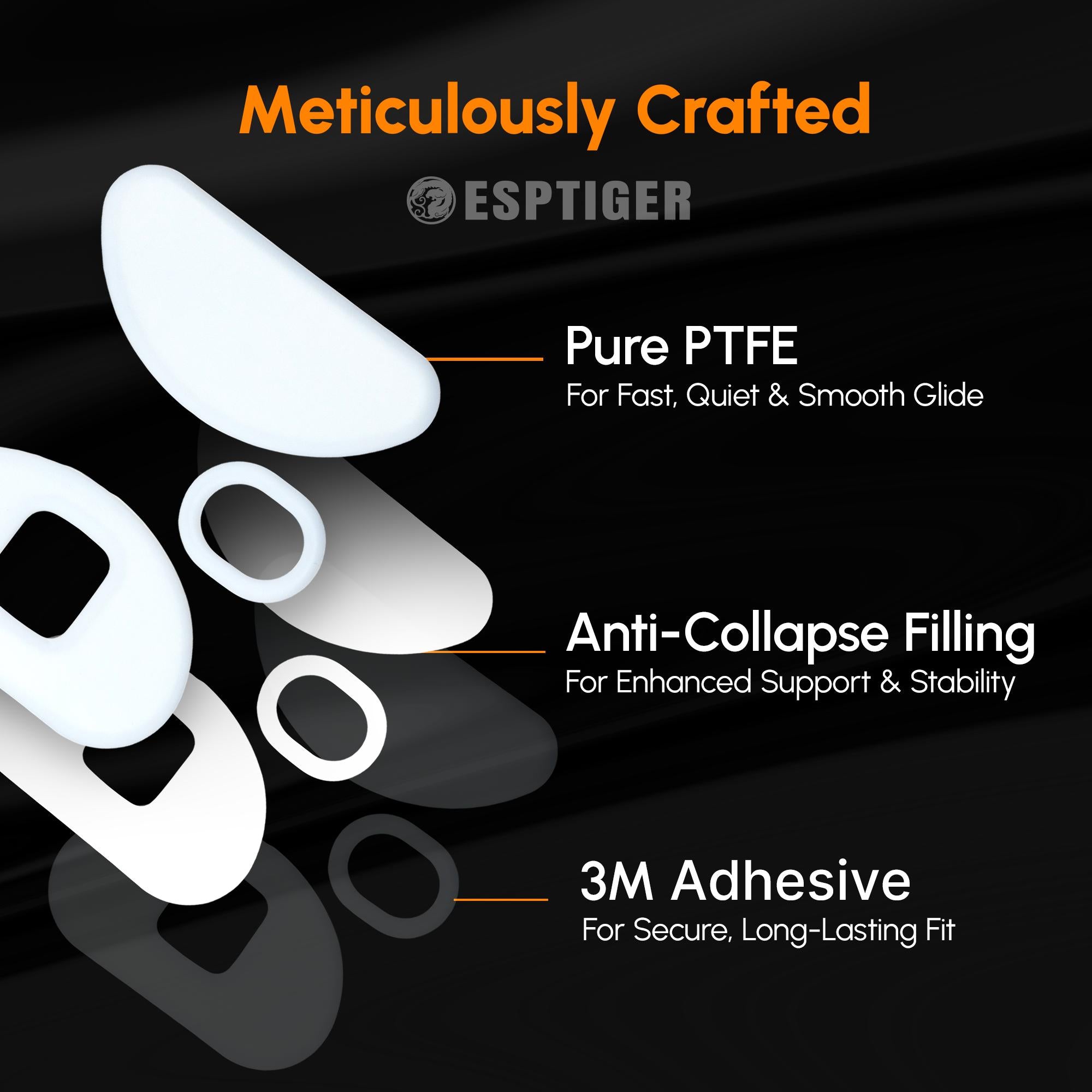 Esptiger Ice V2 Mouse Skates for ZOWIE U2 / FK2 DW / S2 DW / ZA13 DW