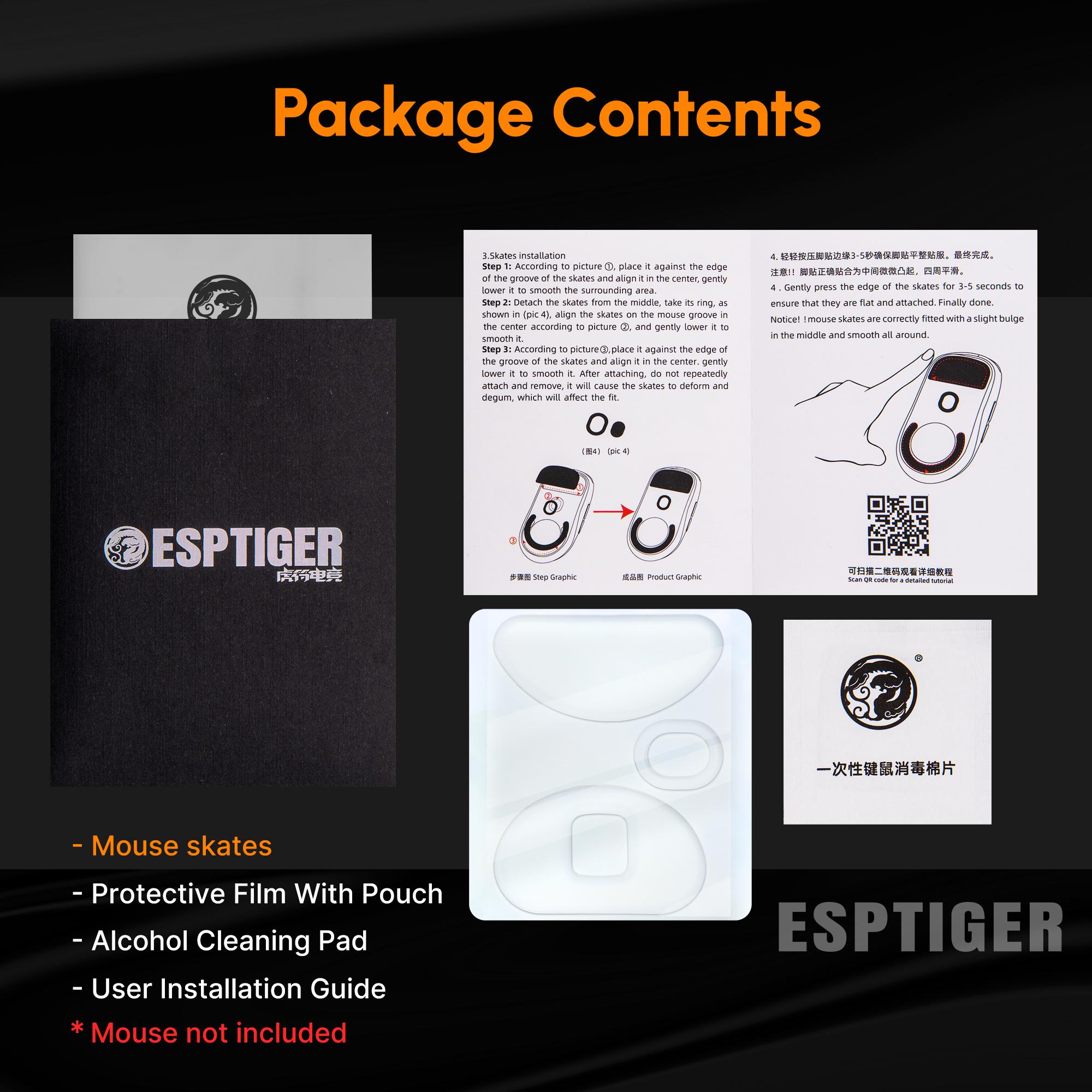 Esptiger Ice V2 Mouse Skates for ZOWIE U2 / FK2 DW / S2 DW / ZA13