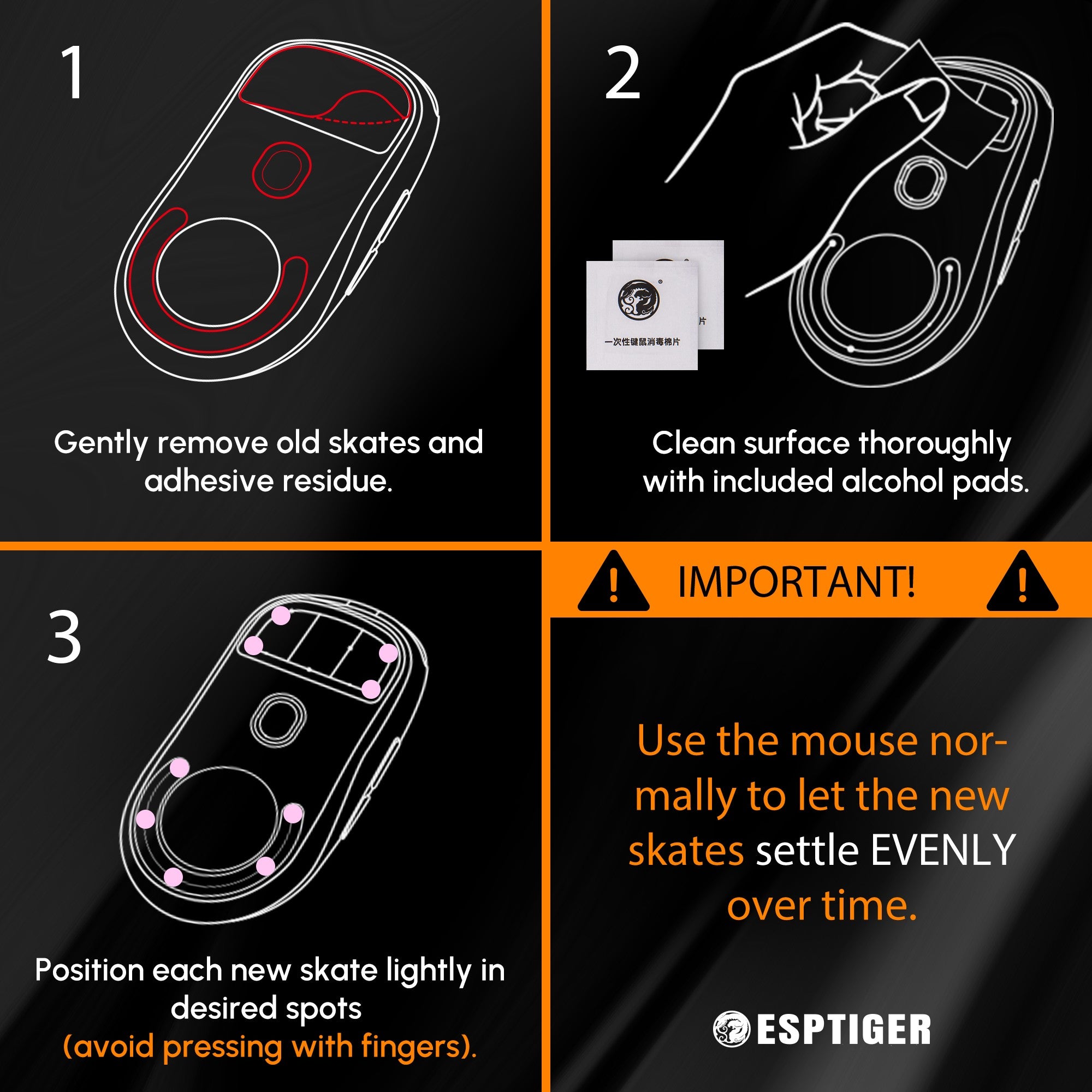 EspTiger YanZi Mouse Skates | UNIVERSAL | DIY Dots